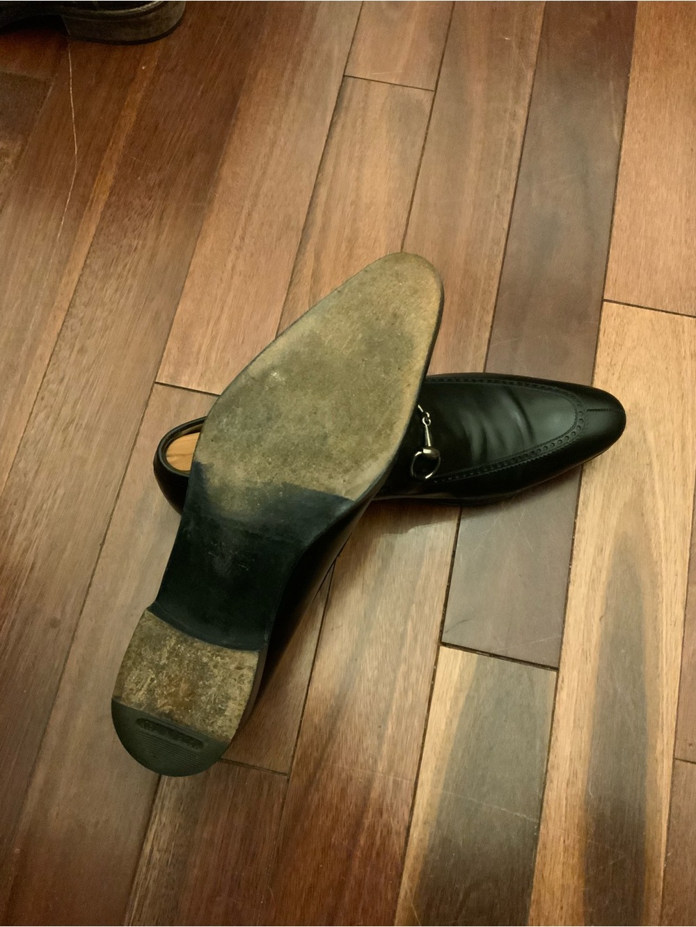 Men’s Gucci Black Leather Horsebit Loafers Size 9.5 - Picture 6 of 7